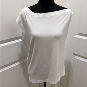 Norma Kamali White Boatneck Sleeveless Top
